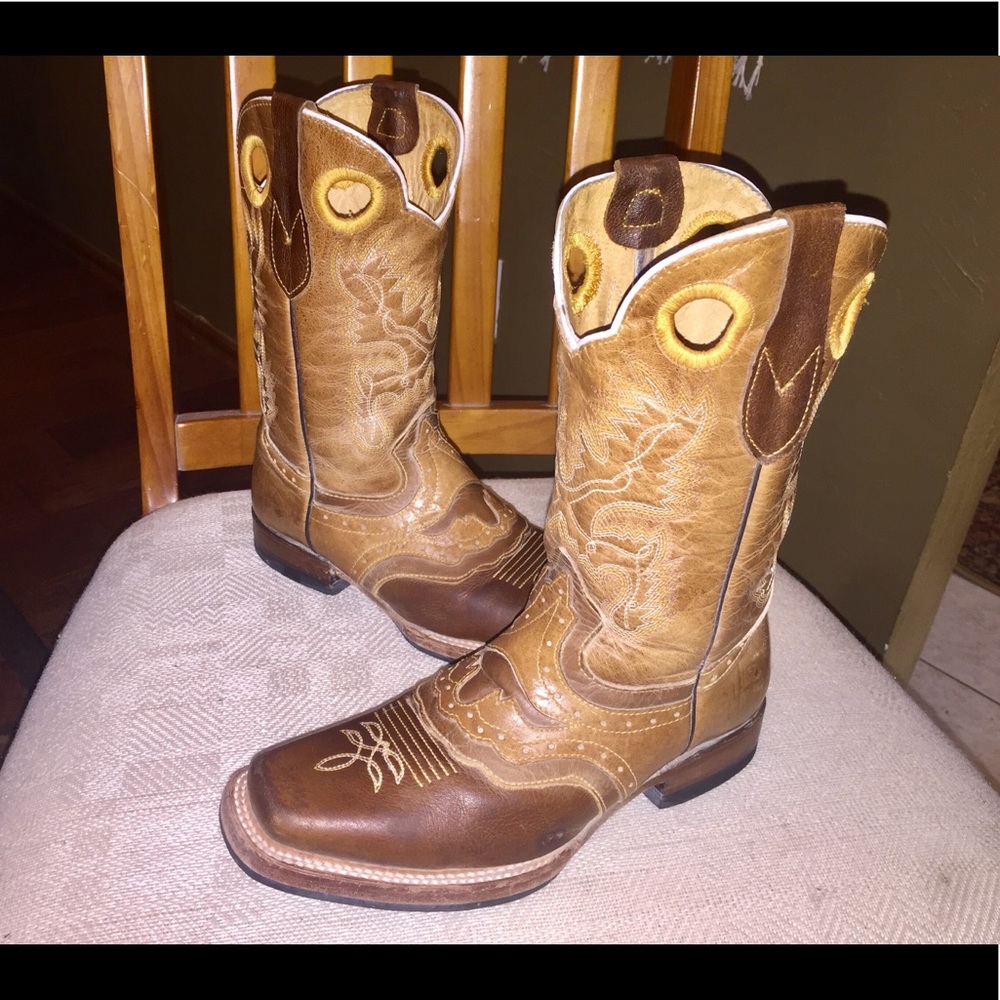 Men’s Reyme brown Leather Western Boots Mex Sz 7.5